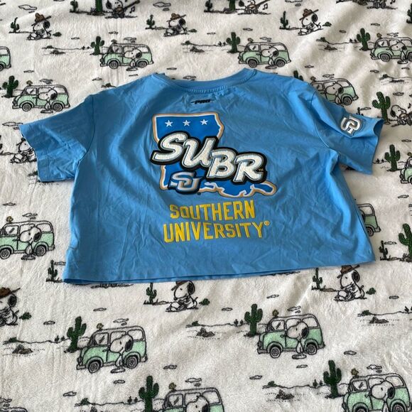New women’s southern university blue cropped short sleeve t shirt size XS - Picture 2 of 11